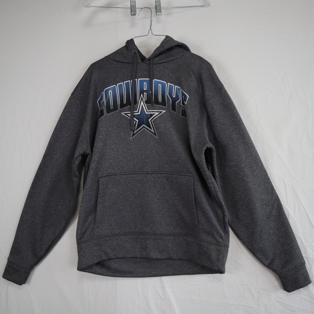 Dallas Cowboys Hoodie Mens Medium Activewear Pullover Fleece Sweatshirt Gray